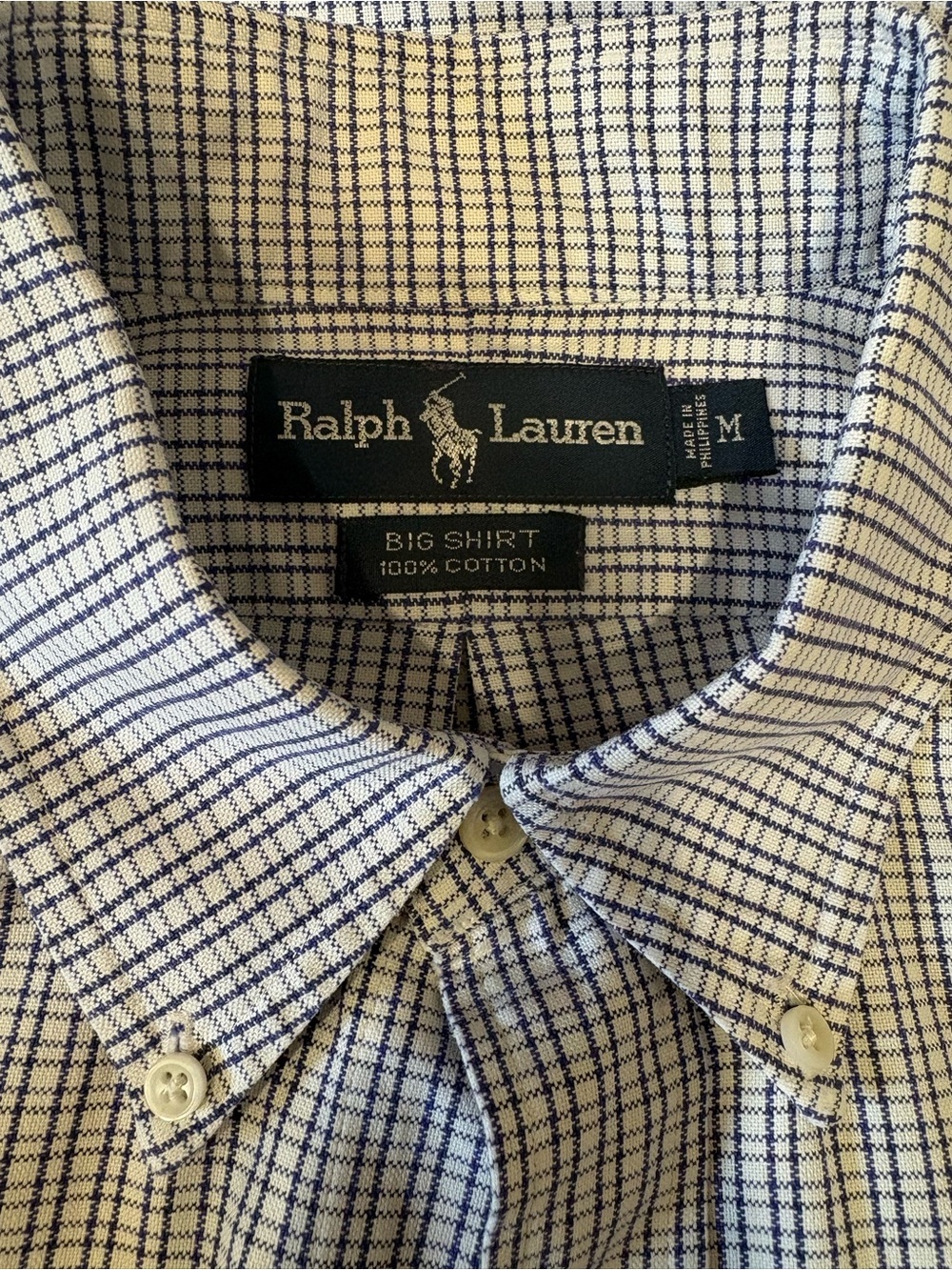 Polo Ralph Lauren Men's The Big Shirt Plaid Button Down Navy/White Size M